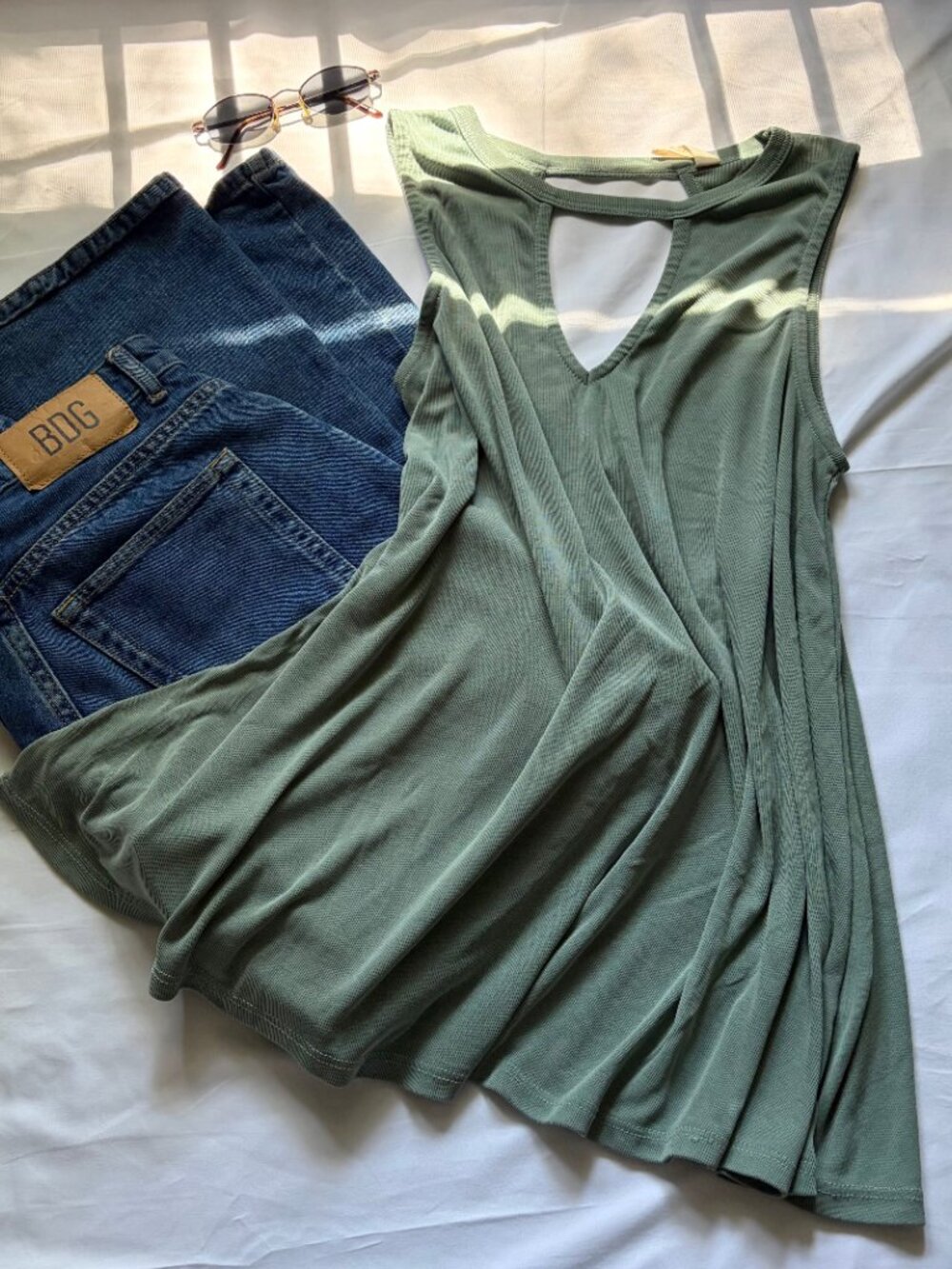 by together | size m | sage green sleeveless tank